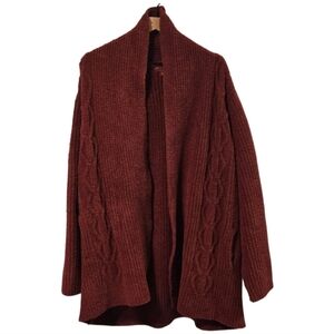 Barefoot Dreams CozyChic Cabin Cable Knit Open Front Red Cardigan Sweater 2X